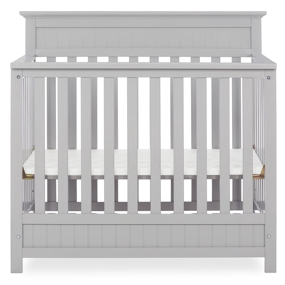 Dream On Me Harbor 4-in-1 Convertible Mini Crib in Pebble Grey, Greenguard Gold Certified