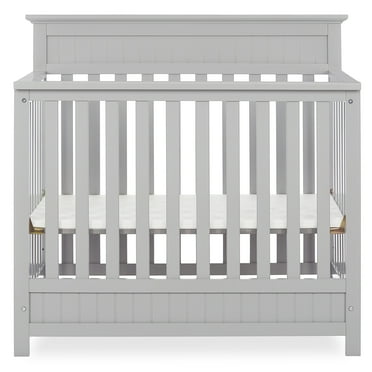 Dream On Me Harbor 4-in-1 Convertible Mini Crib in Pebble Grey, Greenguard Gold Certified