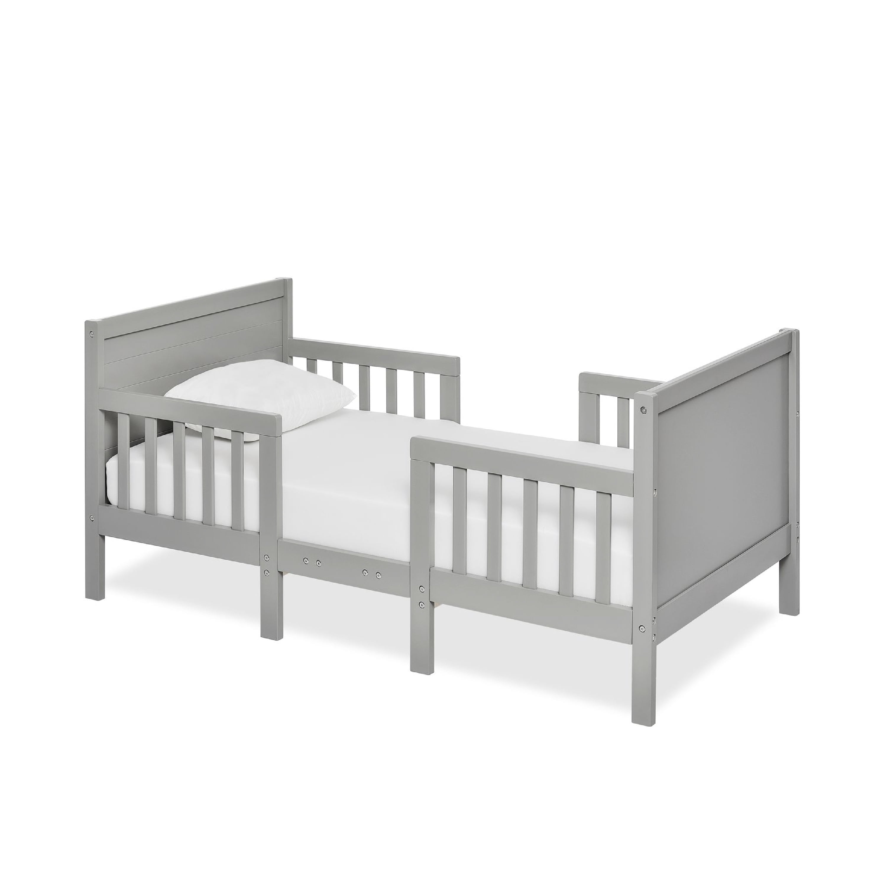 Gray Pine Convertible Toddler Bed with Headboard and Slats