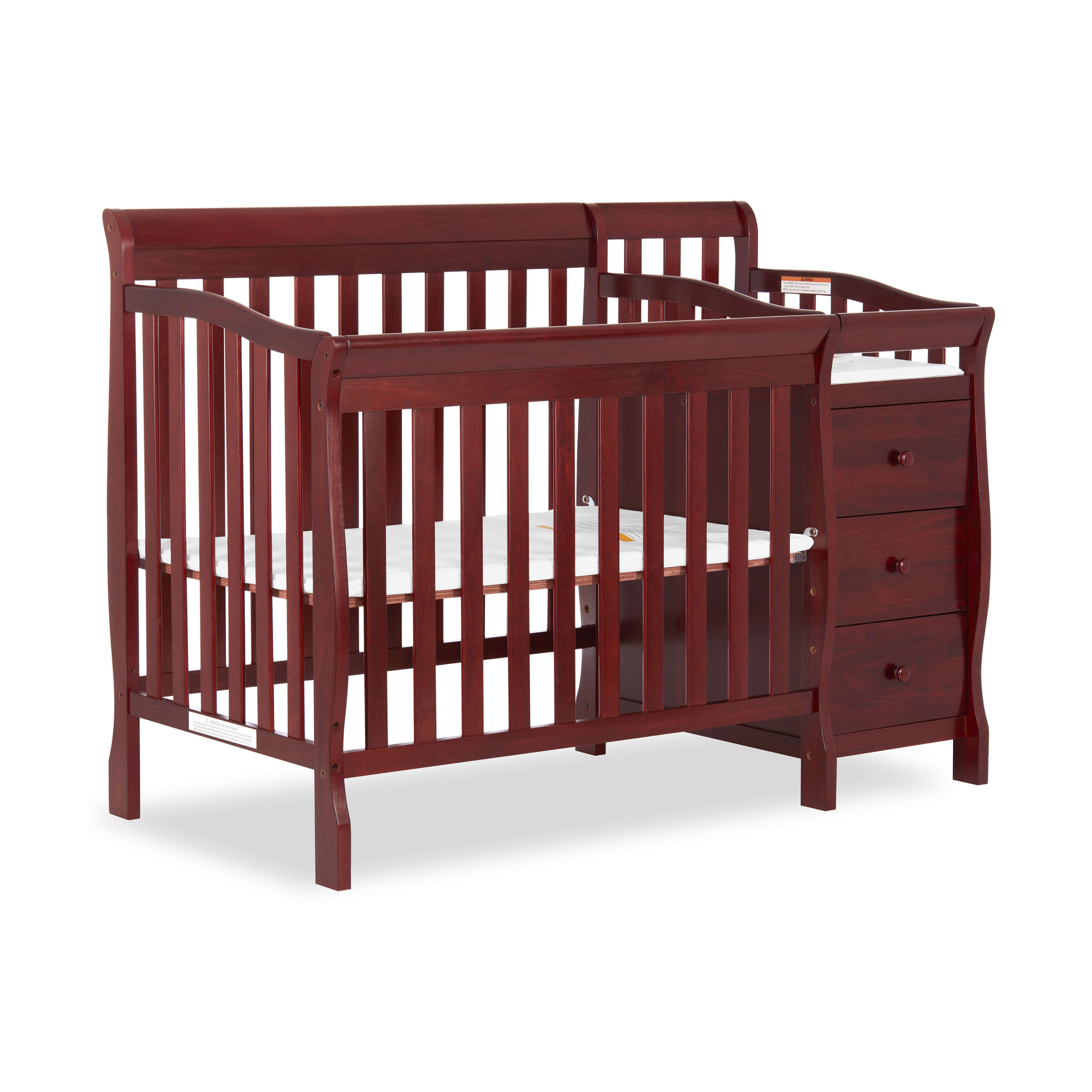 Dream On Me Jayden 4-in-1 Convertible Mini Crib and Changer, Cherry - image 1 of 11