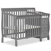 Dream On Me Jayden 4-in-1 Convertible Mini Crib and Changer, Storm Grey