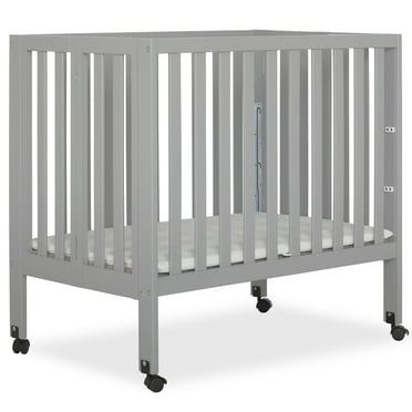 Dream On Me Jett Non-Full Size Folding Crib in Pebble Grey, Patented Folding System