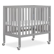 Dream On Me Jett Non-Full Size Folding Crib I Removable Wheels I Modern Nursey I Adjustable Mattress Support I Patent Folding System I Included 2.5  Mattress In Pebble Gray