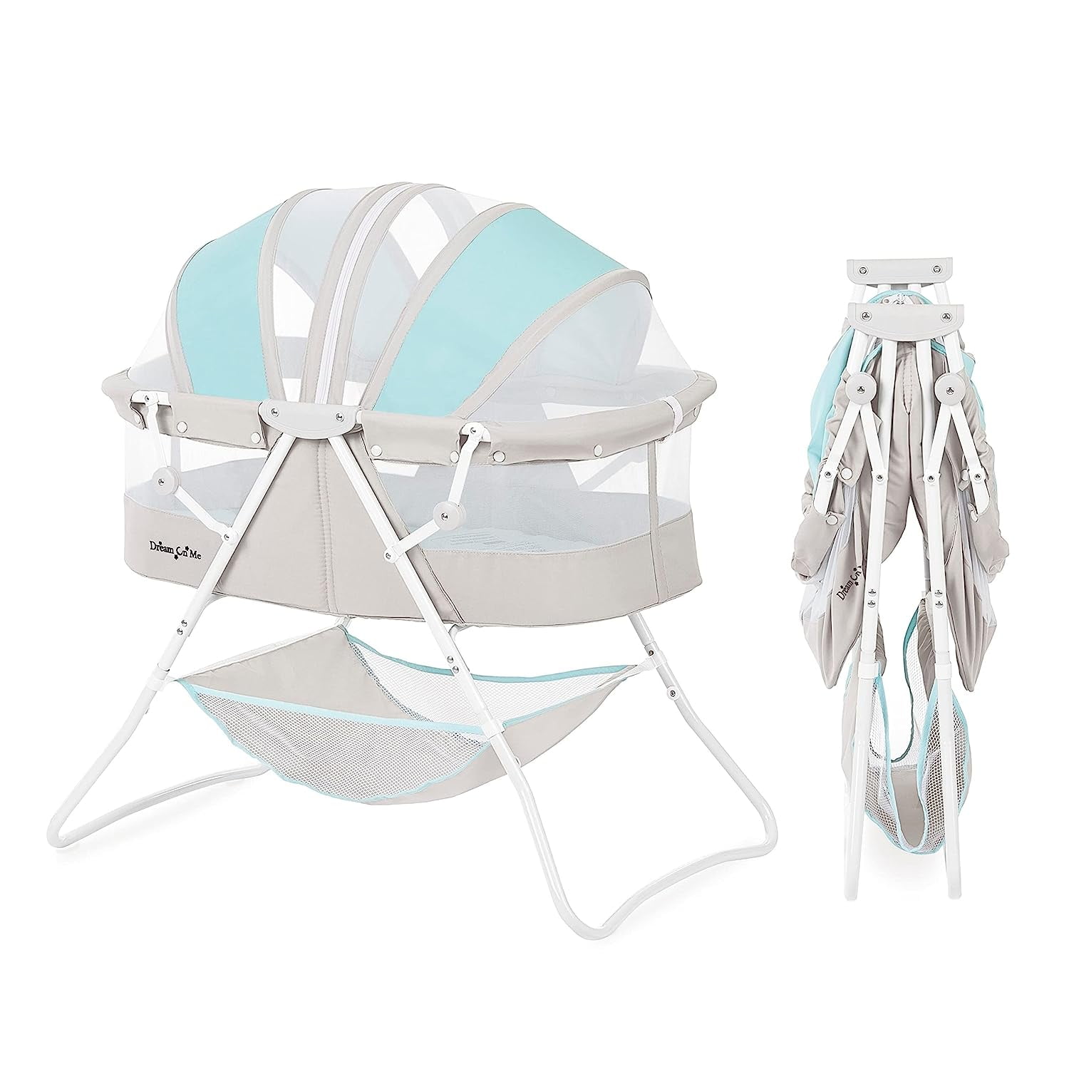 Dream On Me Karley in Blue & Grey, Lightweight Portable Baby
