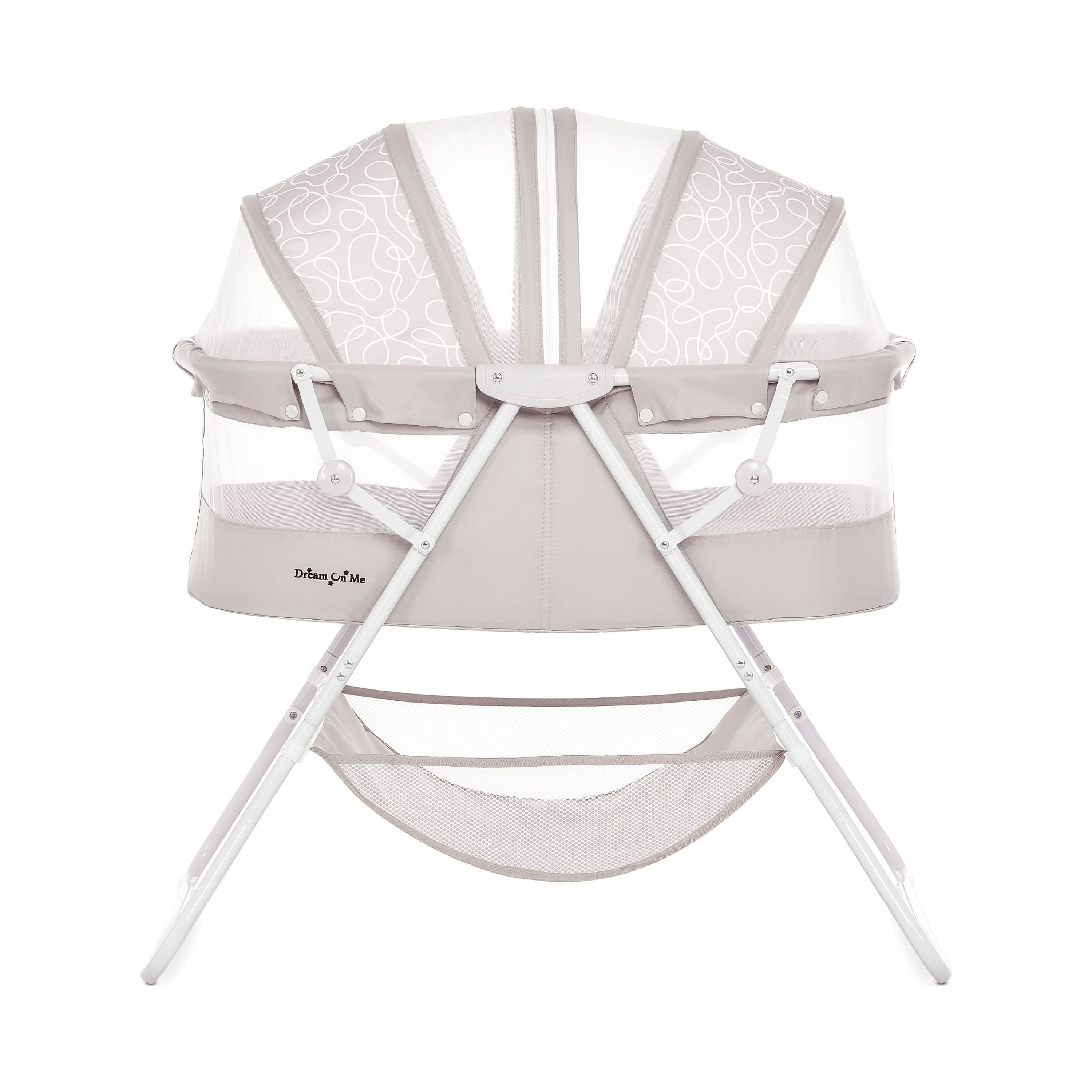Cool Gray Aluminum Foldable Baby Bassinet with Double Canopy