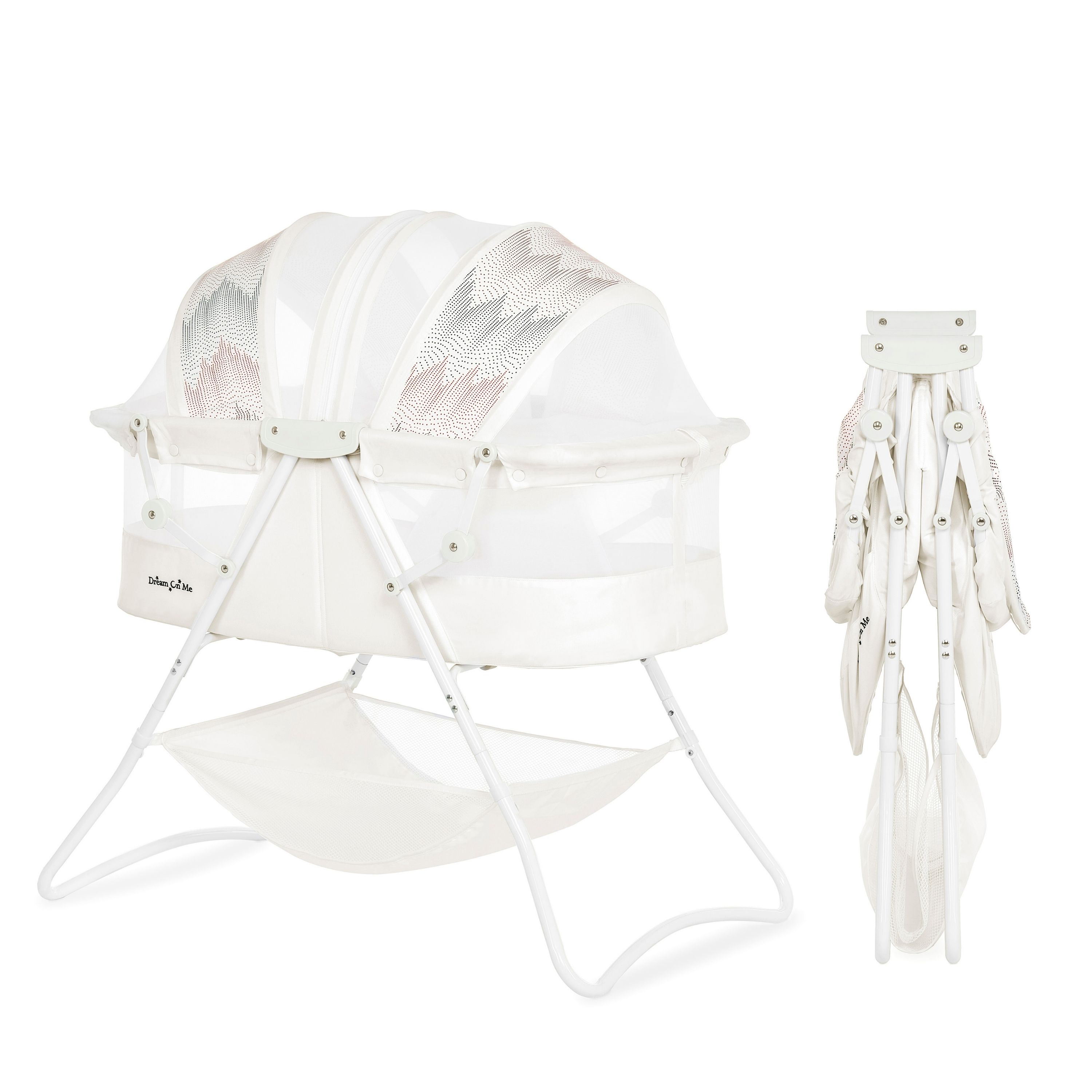 Dream On Me Karley Bassinet in Dove White, Quick Fold and Easy to Carry, Large Storage Basket - image 1 of 18