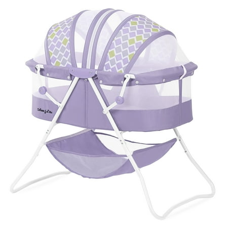 Dream On Me Karley Bassinet in Periwinkle, Quick Fold and Easy to Carry, Large Storage Basket