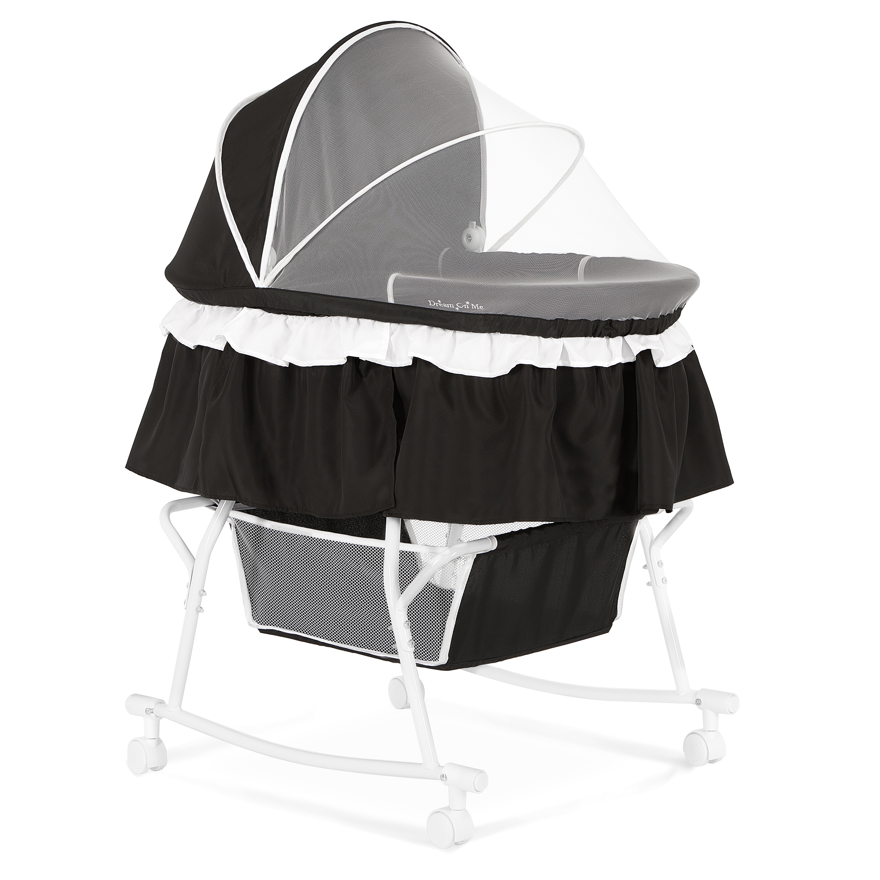 Dream On Me Lacy Portable 2-in-1 Bassinet & Cradle in Black, Lightweight Baby Bassinet - image 1 of 24