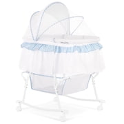 Dream On Me Lacy Portable 2-in-1 Bassinet & Cradle in Blue and White, Lightweight Baby Bassinet