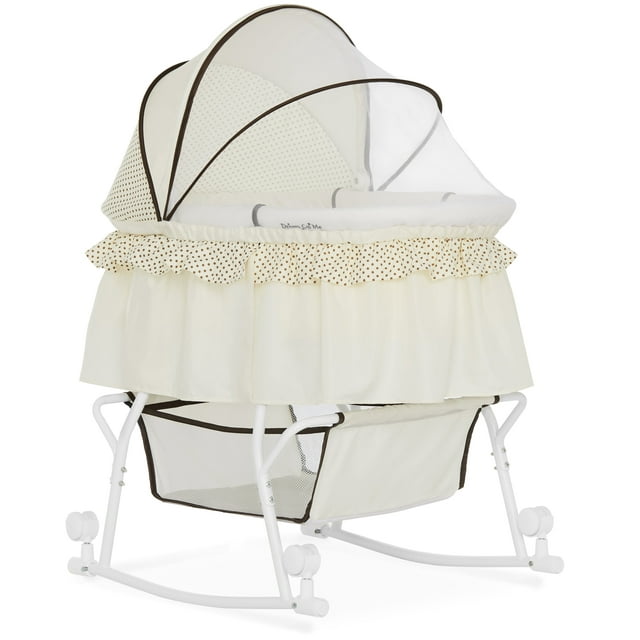 Dream On Me Lacy Portable 2-in-1 Bassinet & Cradle in Cream, Lightweight Baby Bassinet