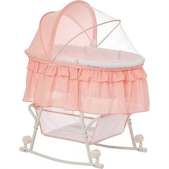 Dream On Me Lacy, Portable 2 in 1 Bassinet and Cradle in Rose Quartz