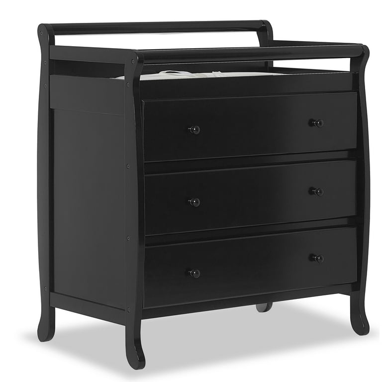Dream On Me Liberty 3 Drawer Changing Table with Pad Black