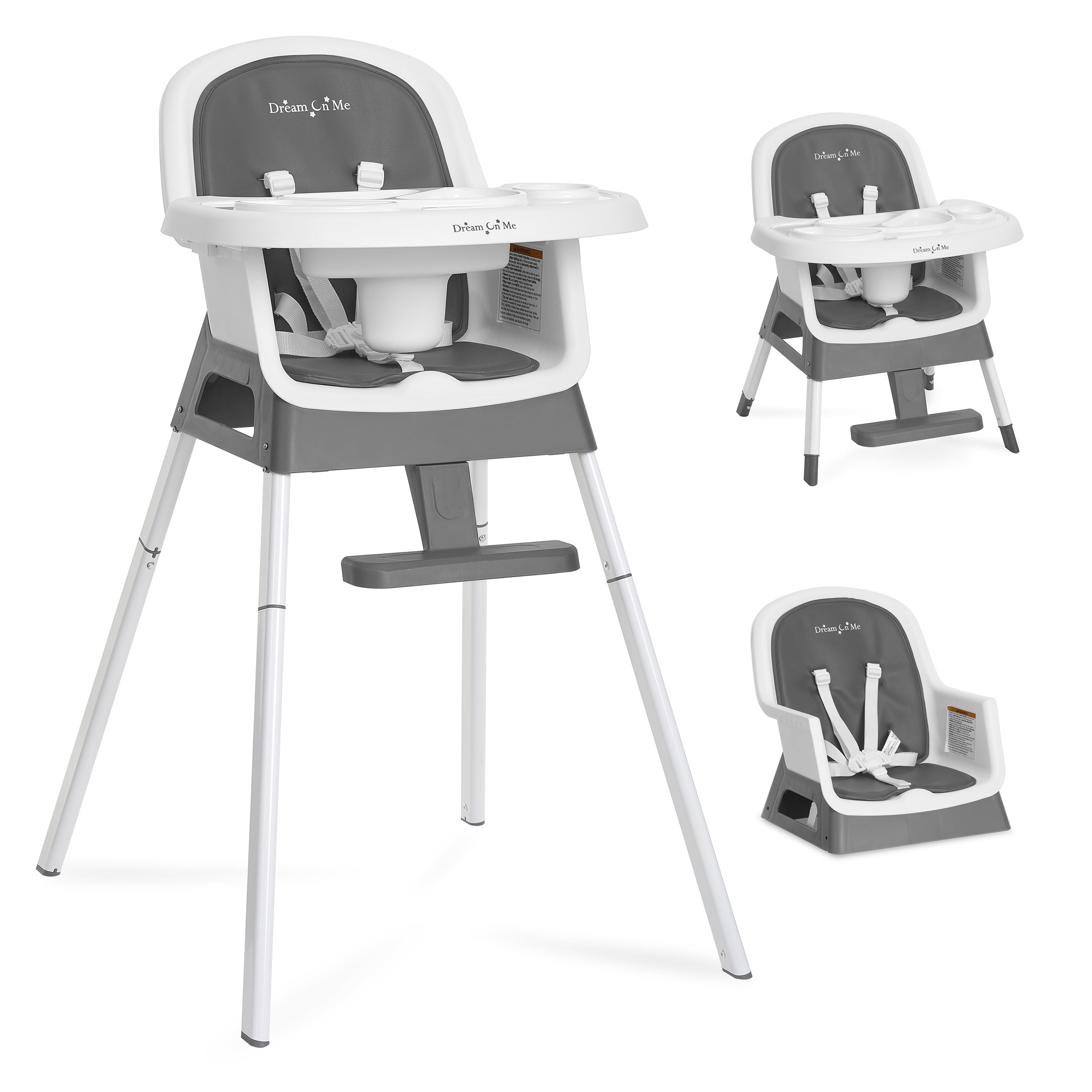 Dream On Me Lightweight & Convertible Curio Sit N Seek High Chair, Grey