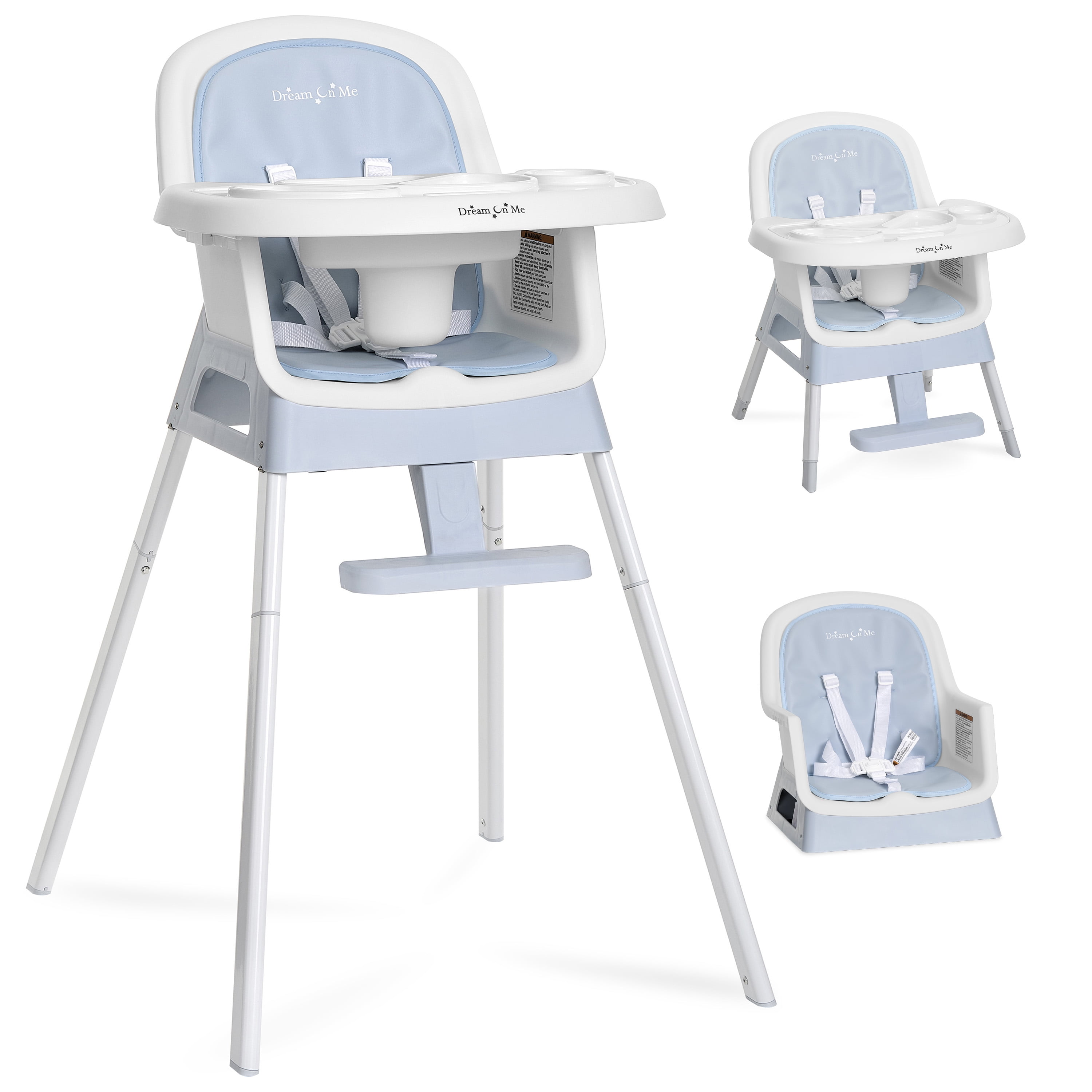 Dream On Me Lightweight & Convertible Curio Sit N Seek High Chair, Sky Blue
