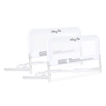 Dream On Me Lightweight Mesh Security Adjustable Bed Rail Double Pack With Breathable Mesh Fabric In White