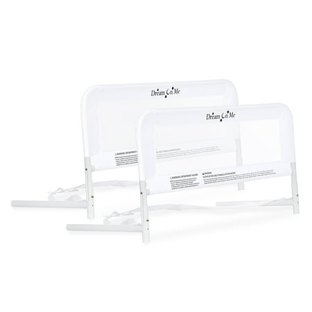 Dream On Me Lightweight Mesh Security Adjustable Bed Rail Double Pack With Breathable Mesh Fabric In White