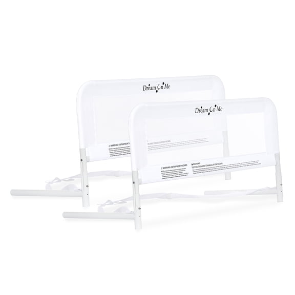 Dream On Me Lightweight Mesh Security Adjustable Bed Rail Double Pack With Breathable Mesh Fabric In White