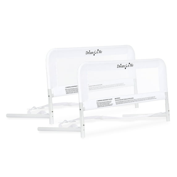 Dream On Me Lightweight Mesh Security Adjustable Bed Rail Double Pack With Breathable Mesh Fabric In White
