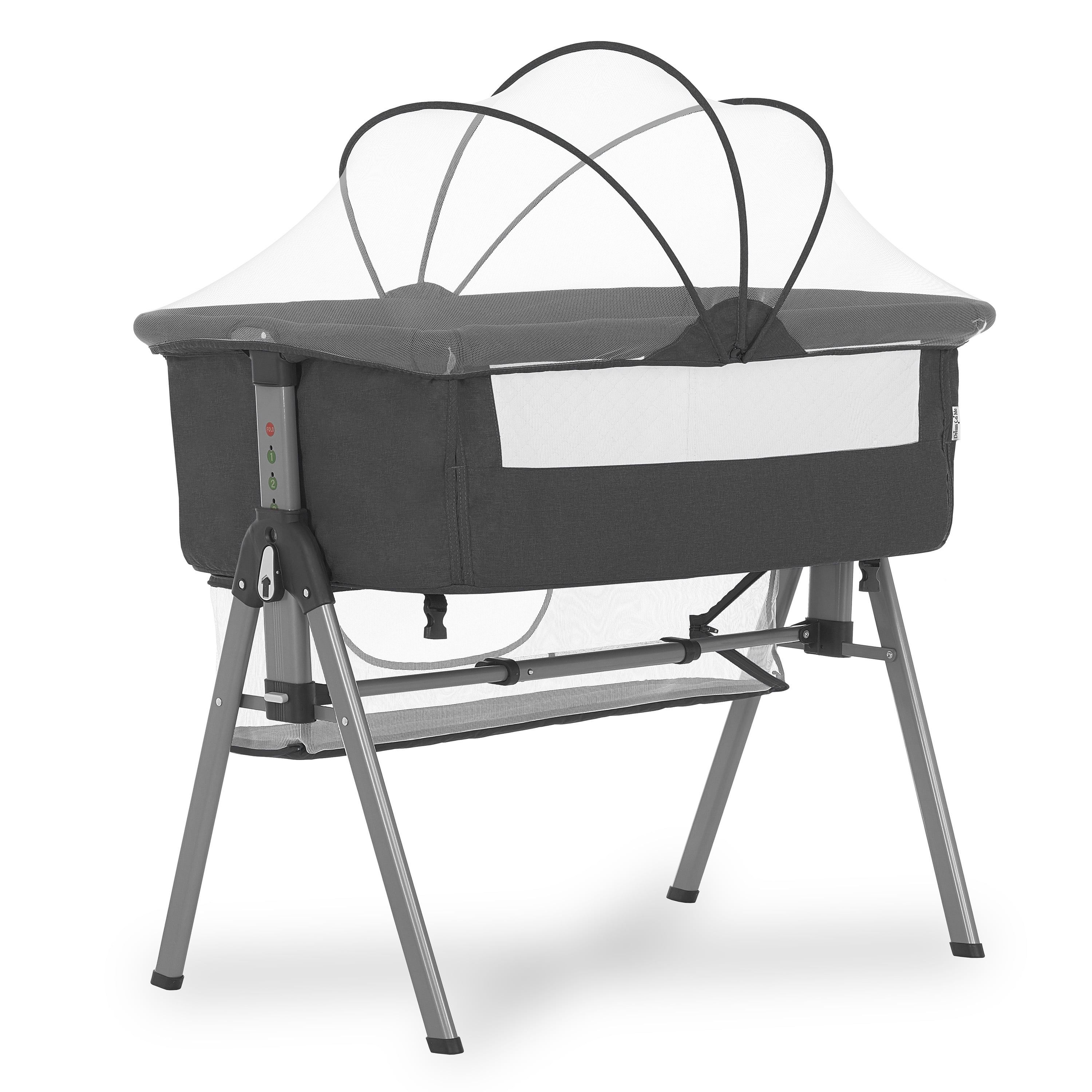 Dream On Me Lotus and Bedside Sleeper in Dark Grey