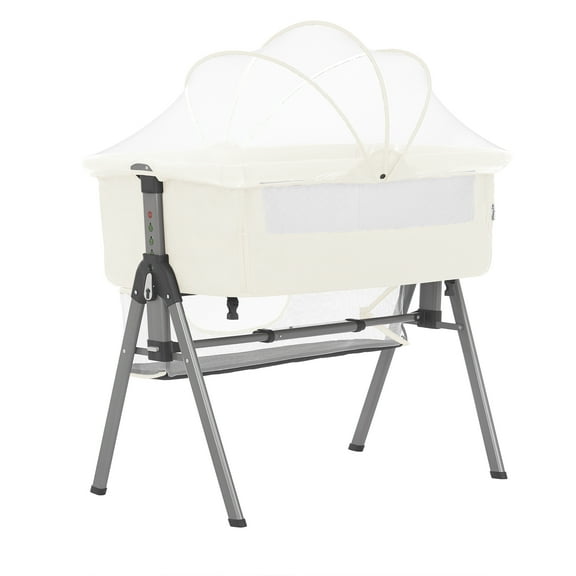 Dream On Me Lotus Bassinet and Bedside Sleeper in Ivory, Lightweight, Carry Bag Included