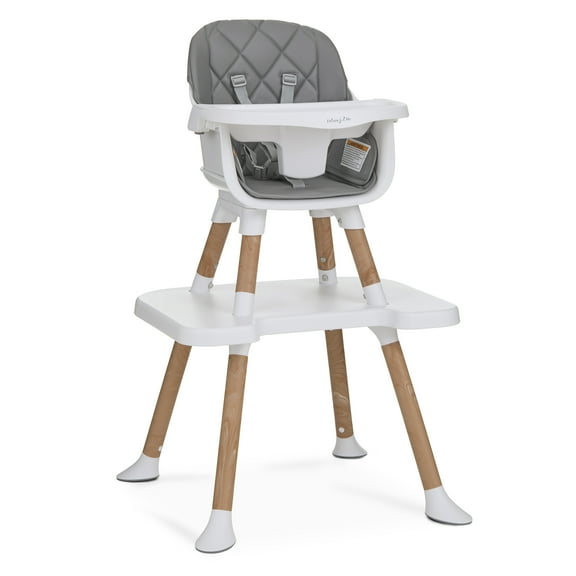 Dream On Me Luna 4-in-1 Convertible Baby High Chair in Cool Gray, Transforms into Booster, Toddler Seat & Table Set, Adjustable and Removable Tray Portable High Chair
