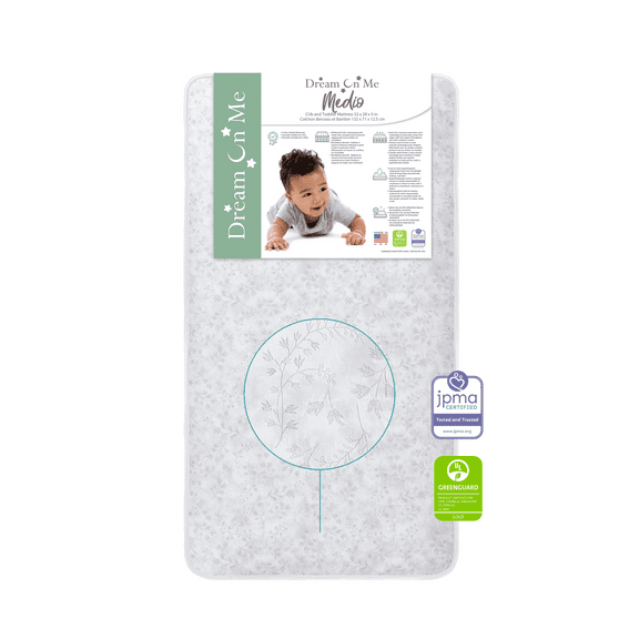 Dream On Me Medio Crib And Toddler Mattress| Fits All Full-Size Cribs & Toddler Beds, Waterproof & Stain-Resistant Vinyl Cover, JPMA & Greenguard Gold Certified, Innovative Center Zone Technology