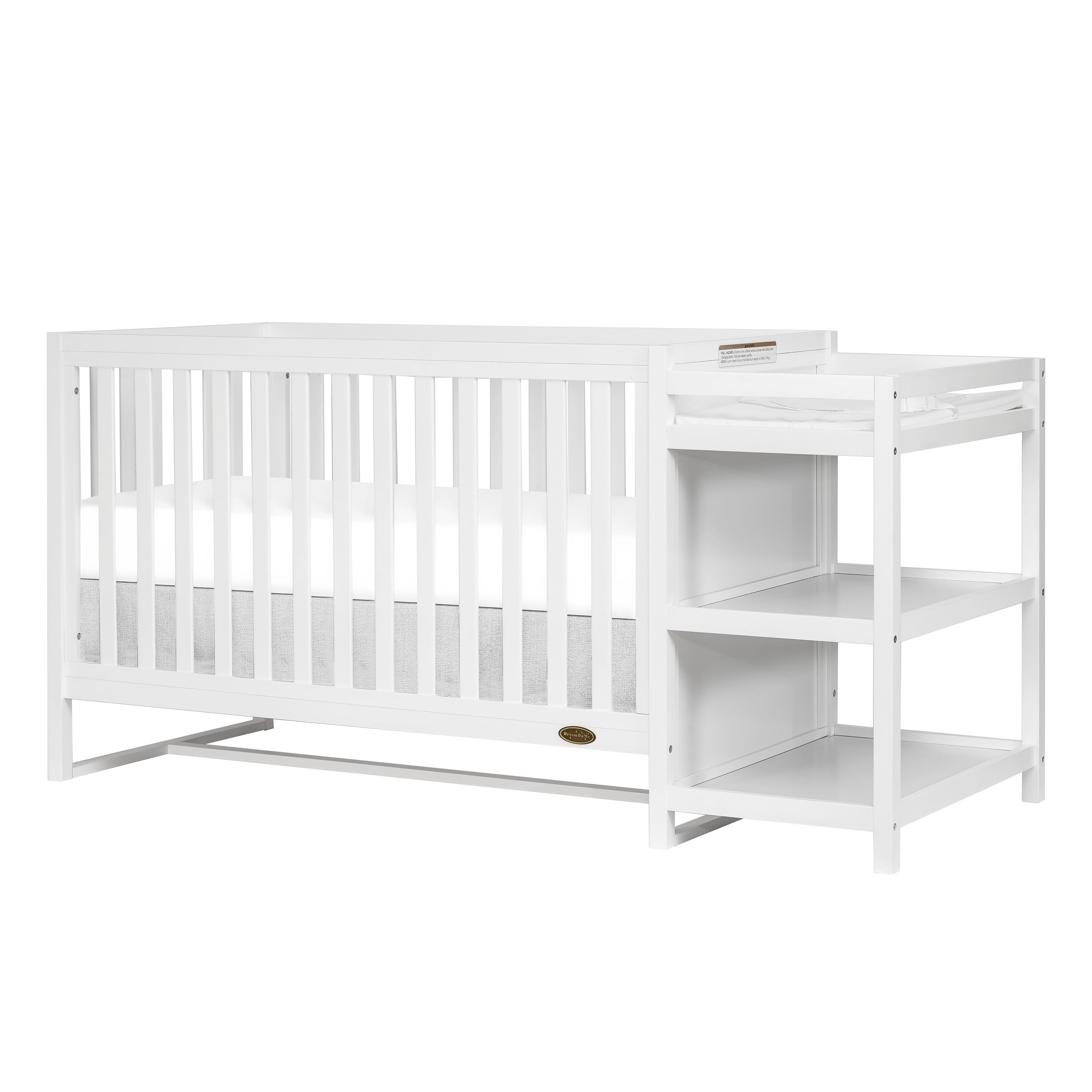 White crib shop with changing table