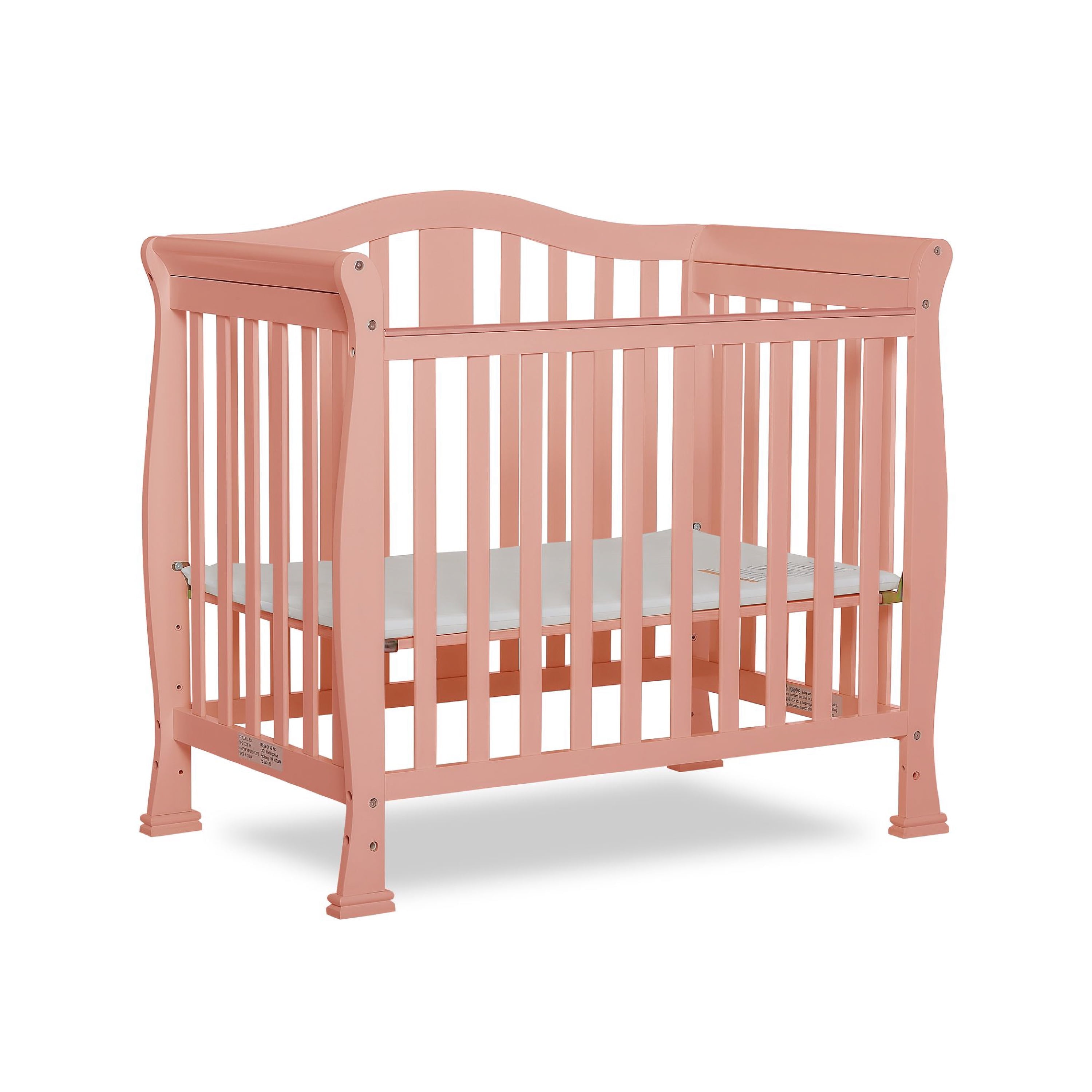 Dream On Me Naples 4in1 Convertible Mini Crib, Dusty Pink
