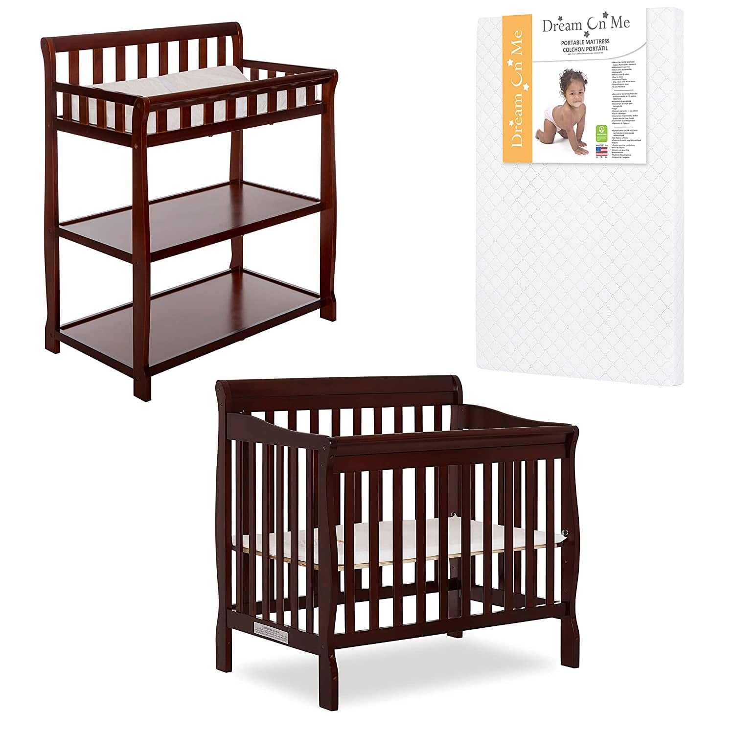 Mini crib 2024 and changing table