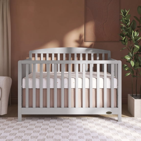 Dream On Me Odelle 5-in-1 Convertible Crib, Converts from Baby Crib to Toddler Bed, Day Bed, Kids Bed and Full Size Bed, Three Adjustable Mattress Height Positions, Pebble Gray