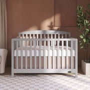 Dream On Me Odelle 5-in-1 Convertible Crib, Converts from Baby Crib to Toddler Bed, Day Bed, Kids Bed Size Bed, Three Adjustable Mattress Height Positions, Pebble Gray