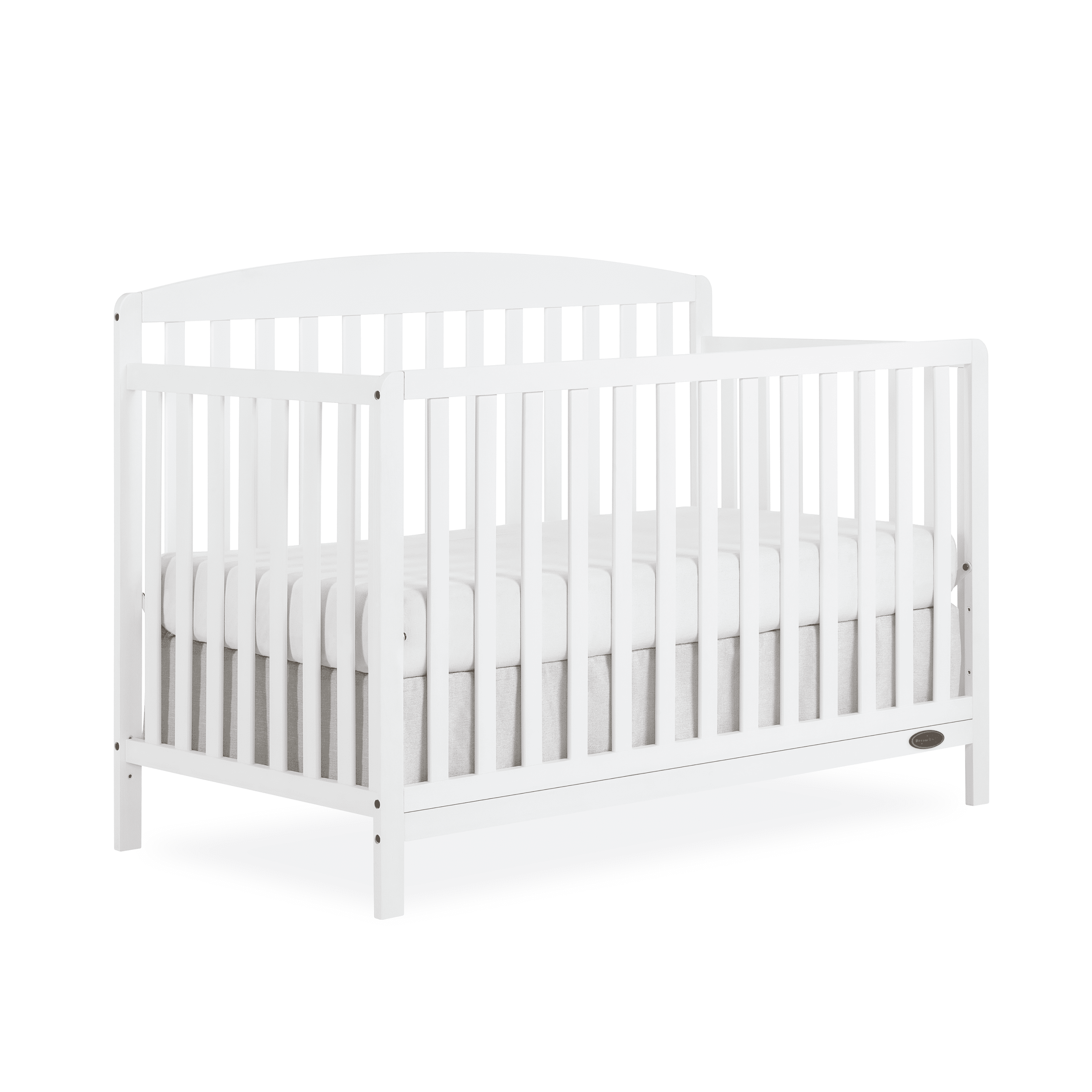White Pinewood 5-in-1 Convertible Crib with Adjustable Mattress Height