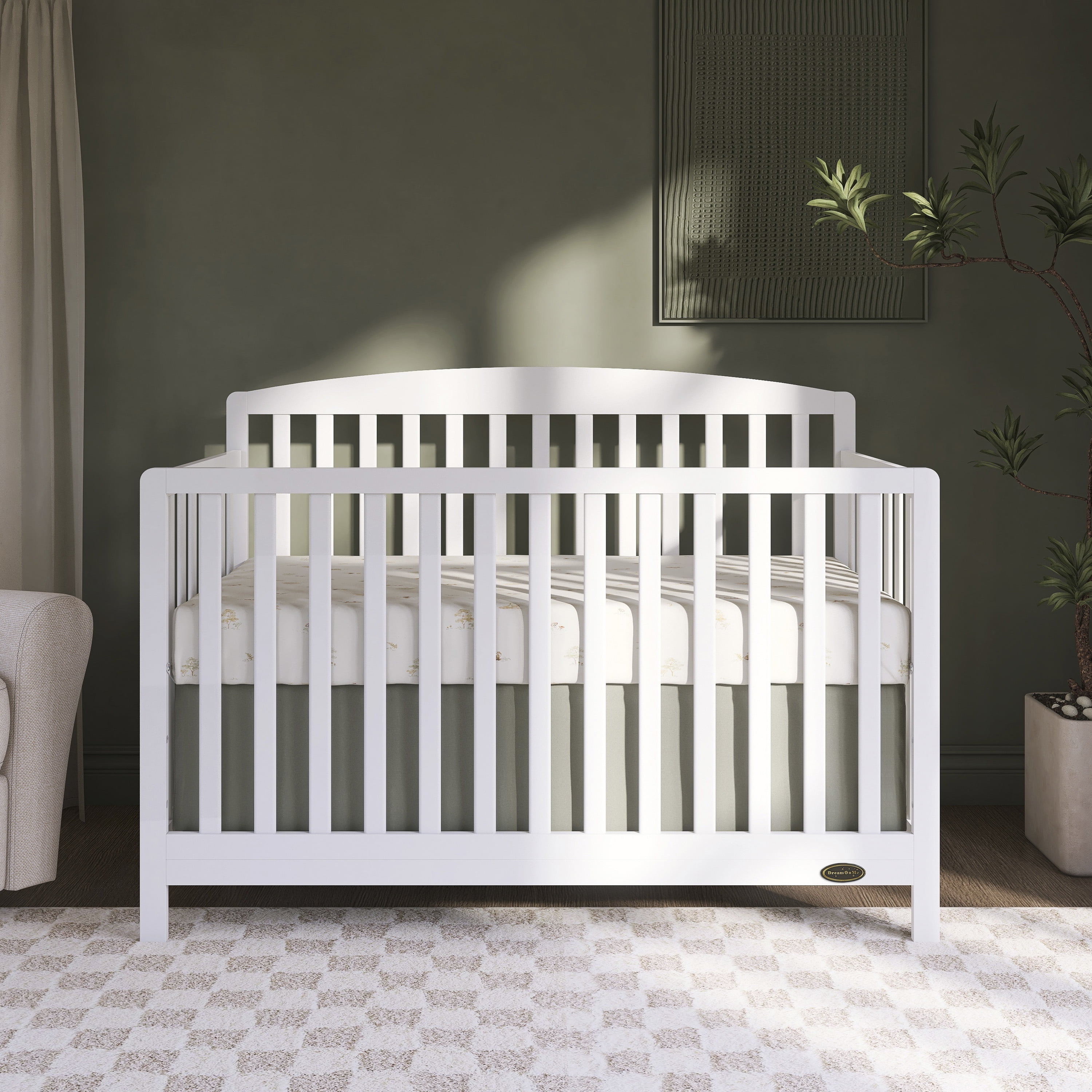 Dream On Me Odelle 5-in-1 Convertible Crib, Baby Crib to Toddler Bed and Full Size Bed, Three Adjustable Mattress Height Positions, White