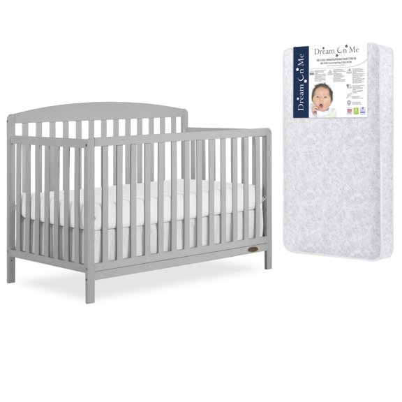 Dream On Me Odelle 5-in-1 Crib in Pebble Gray with Free Crib Mattress