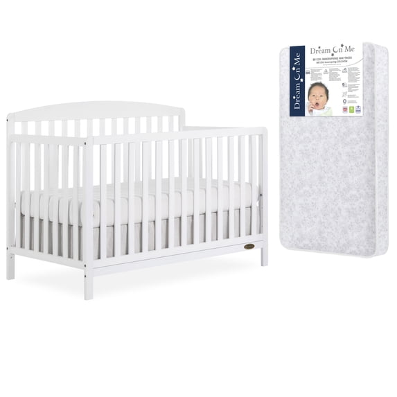 Dream On Me Odelle 5-in-1 Crib in White with Free Crib Mattress