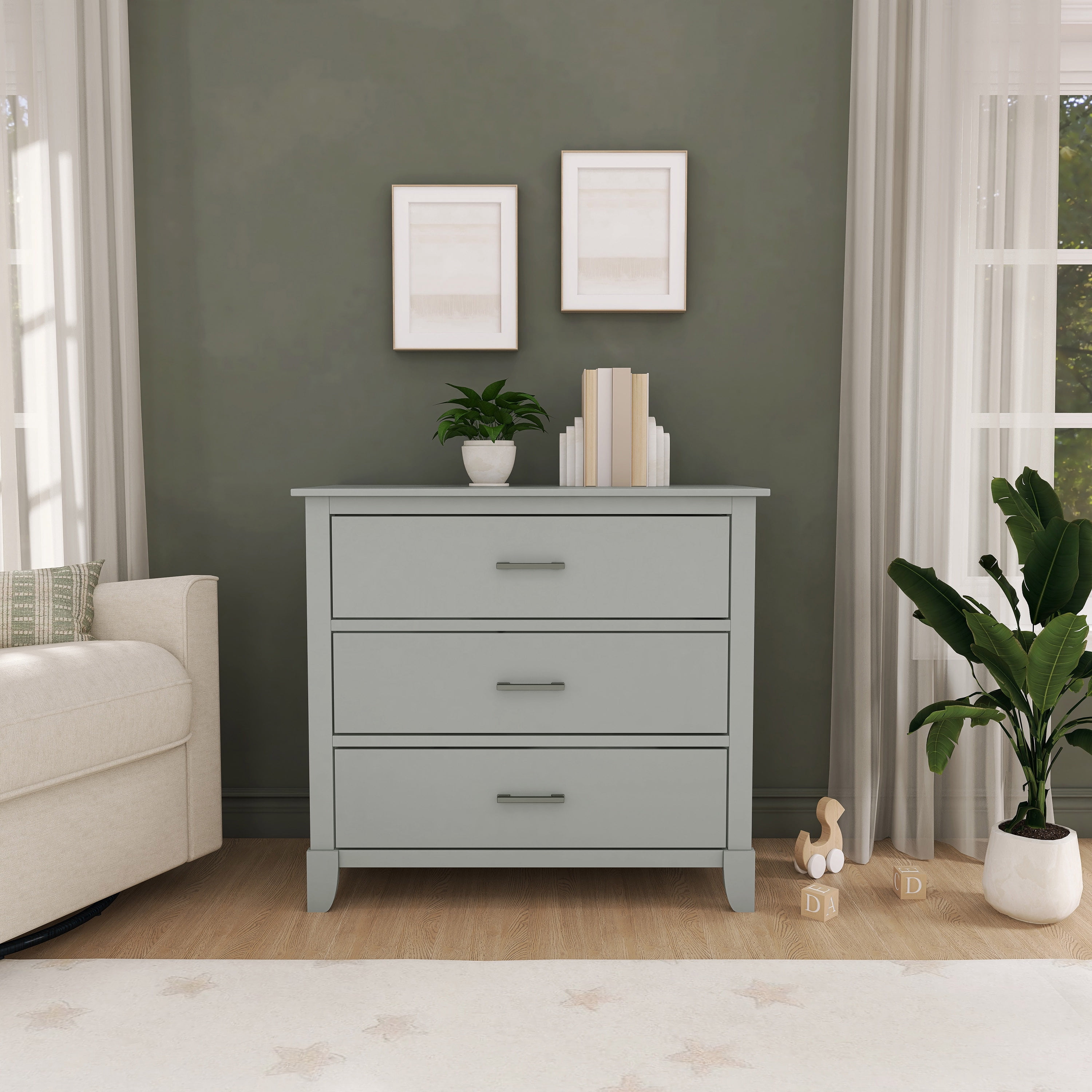 pearl grey dresser Pearl White Metallic Finish Dresser 1Pc 9 Drawers Silver Glitter Trim main image 0