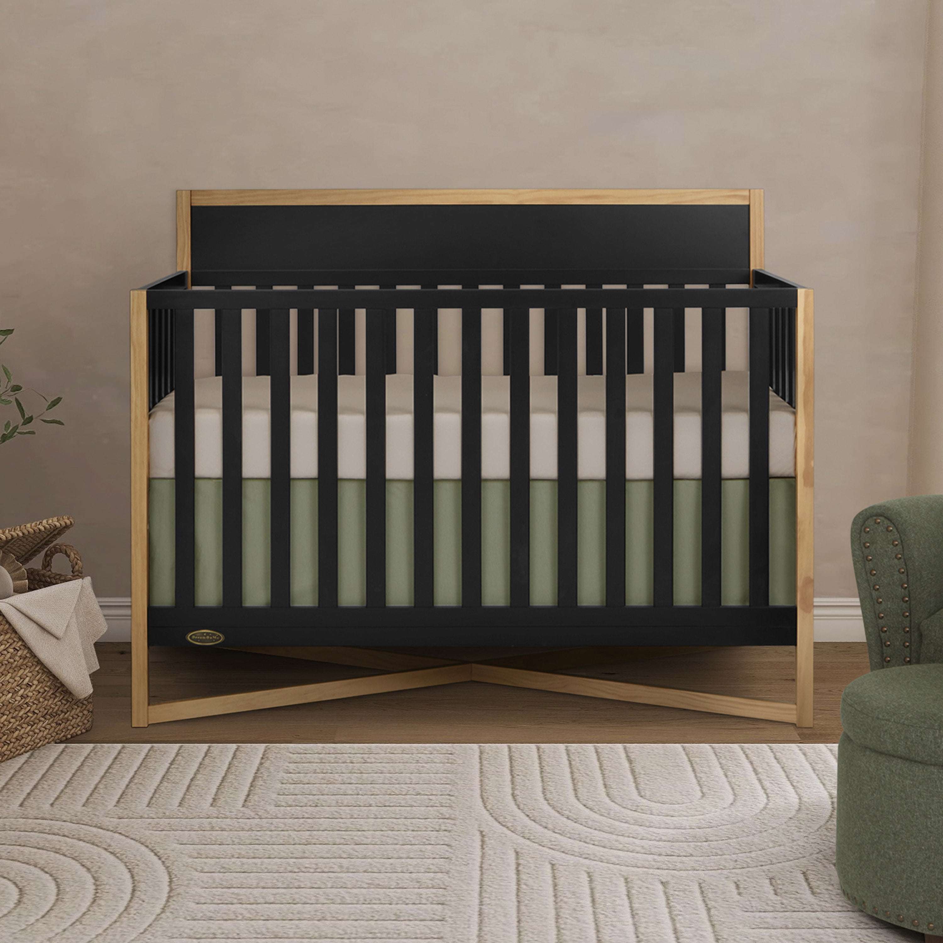 Dream On Me Owen 5-in-1 Convertible Crib, Greenguard Gold & JPMA Certified, Converts from Baby Crib to Toddler Bed, Kids Bed and Full Size Bed, Matte Black