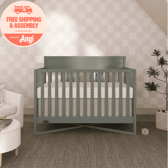 Dream On Me Owen 5-in-1 Convertible Crib, Greenguard Gold & JPMA Certified, Converts from Baby Crib to Toddler Bed, Kids Bed and Full Size Bed, Sea Grass