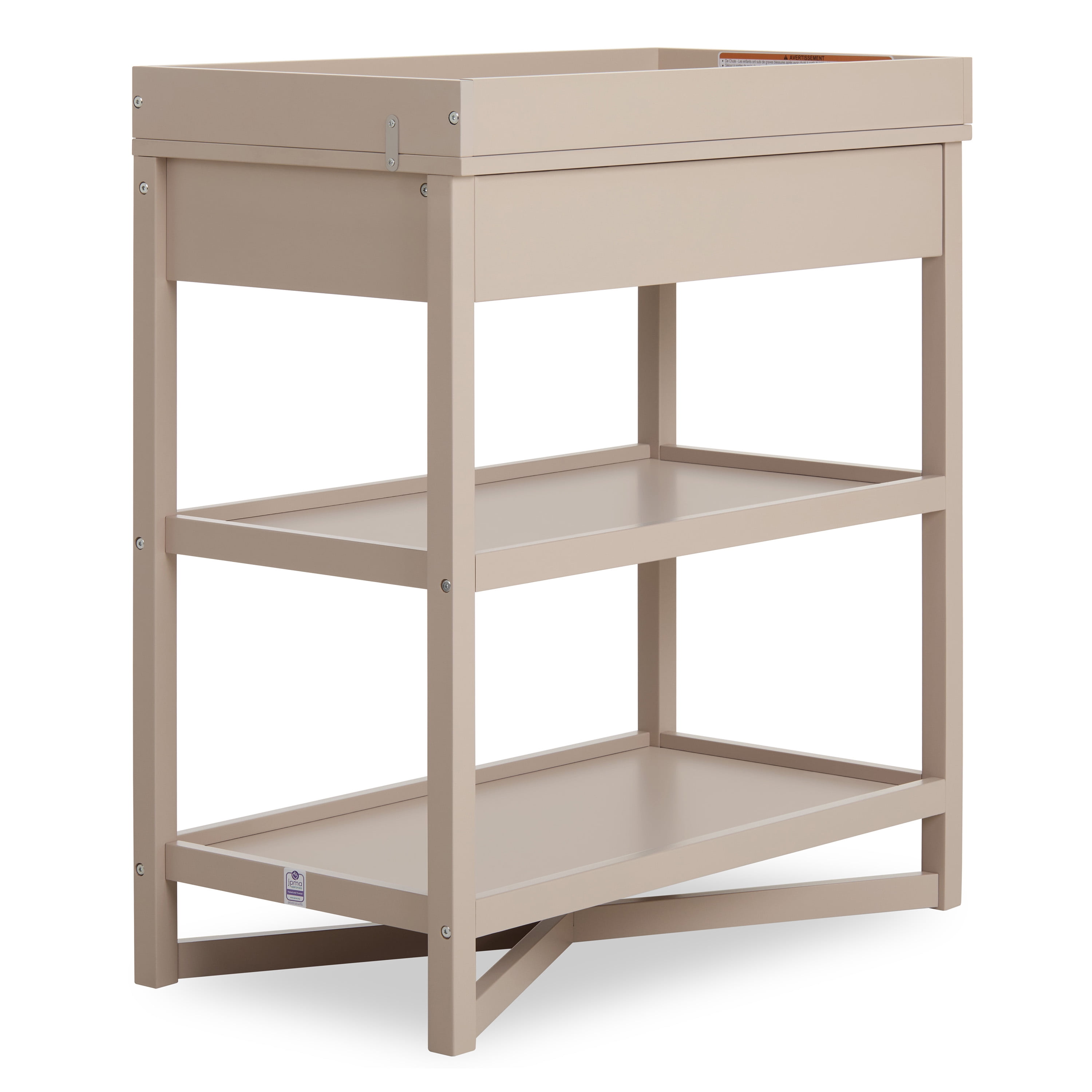 Dream On Me Owen Changing Table in Almond Butter, JPMA Certified, with two bottom shAlmond Butter,elves for storage