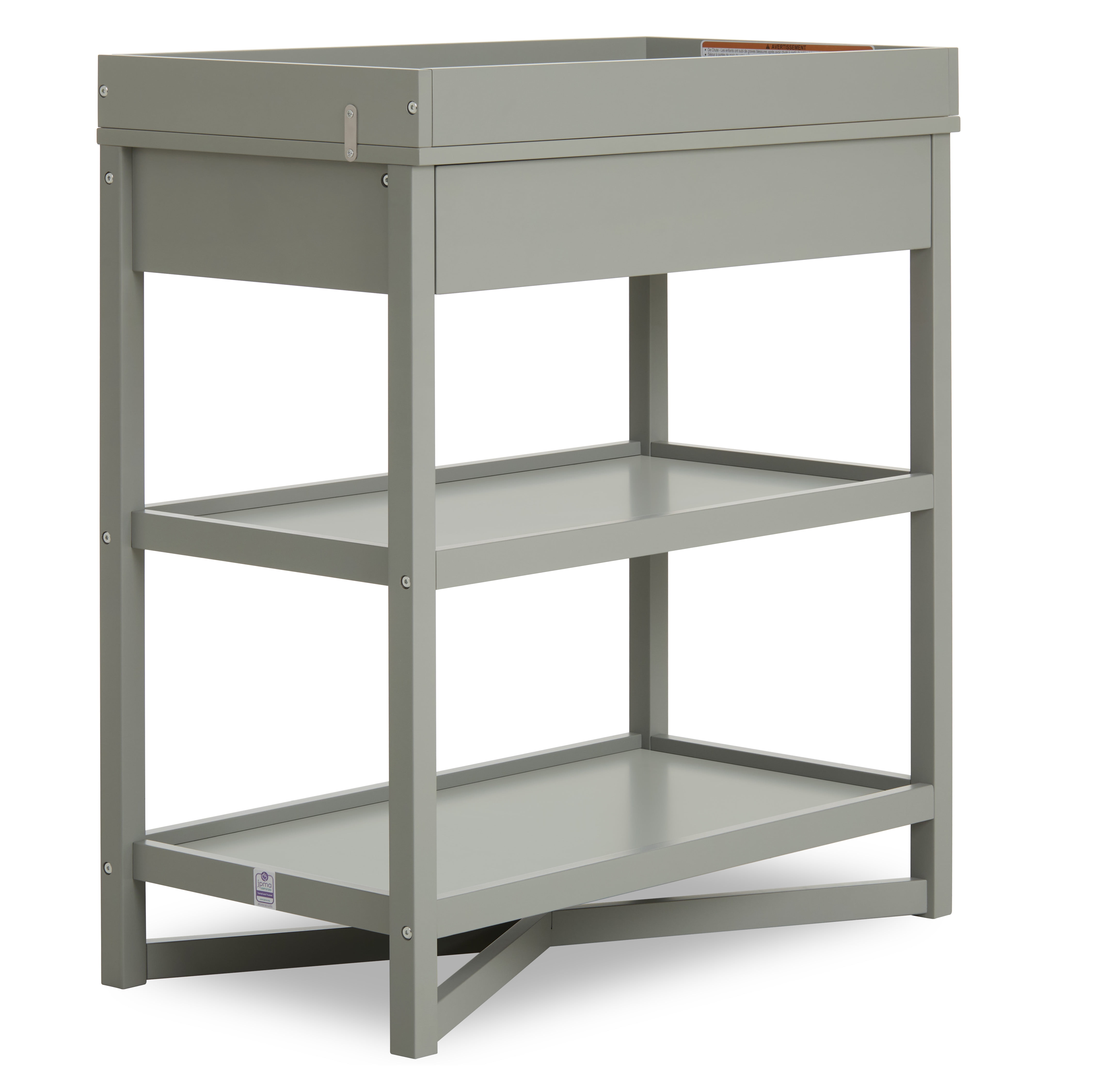 Dream On Me Owen Changing Table in Sea Grass, JPMA Certified, with two bottom shelves for storage