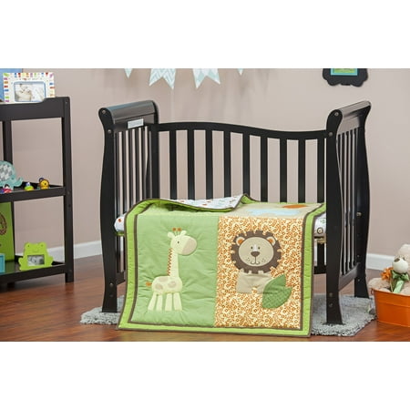 Dream On Me Portable and Reversible Crib Set, Safari Animals (3 Pieces)