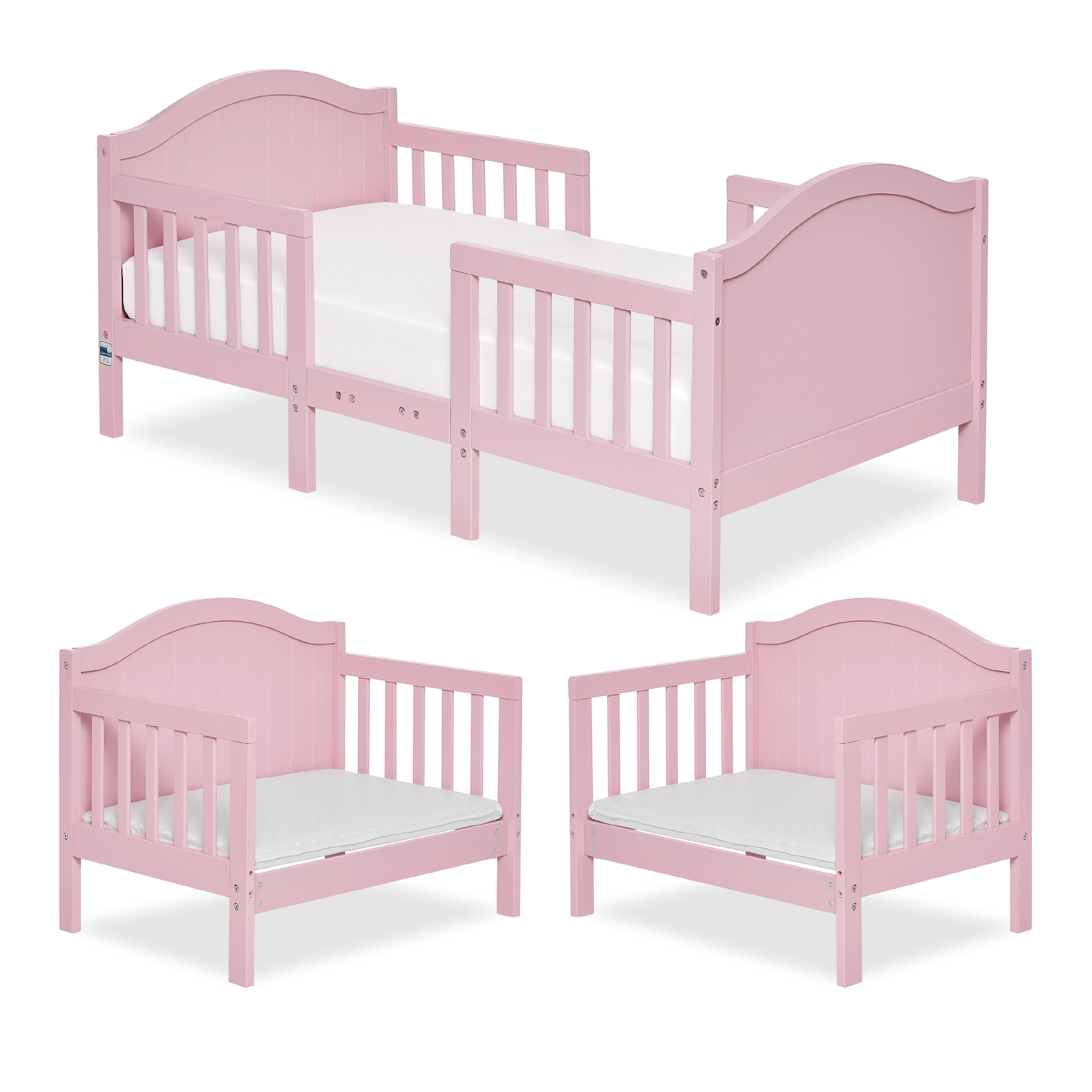 Dream On Me Portland 3 in 1 Convertible Toddler Bed, Pink