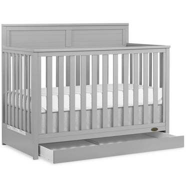 Dream On Me Reign 5 in 1 Convertible Crib with Under Drawer in Pebble Gray