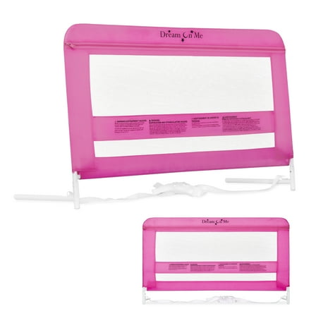 Dream On Me Lightweight Mesh Security Adjustable Bed Rail for Toddler in Dark Pink, Fits for Twin, Full, Queen, Toddlers and Bunk Size Beds with a Mattress height less than 5" inches only.