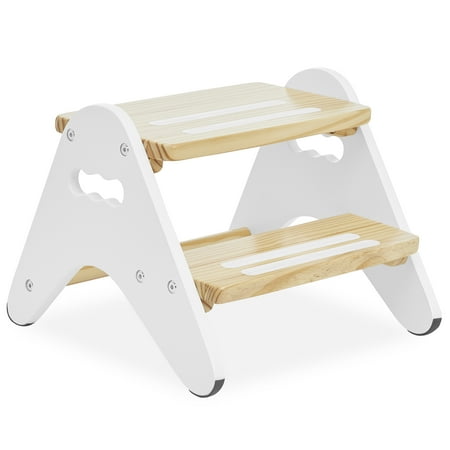 Dream On Me Skyward Multipurpose Kids Step Stool with Anti-slip Base In White and Natural