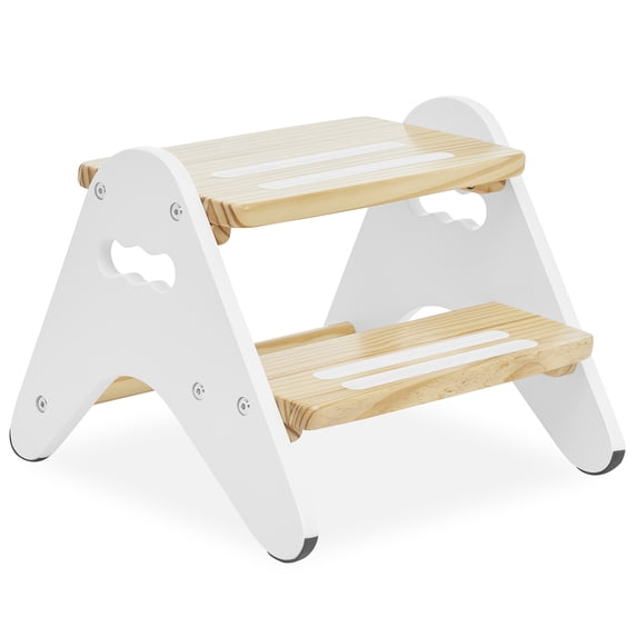 Dream On Me Skyward Multipurpose Kids Step Stool with Anti-slip Base In White and Natural