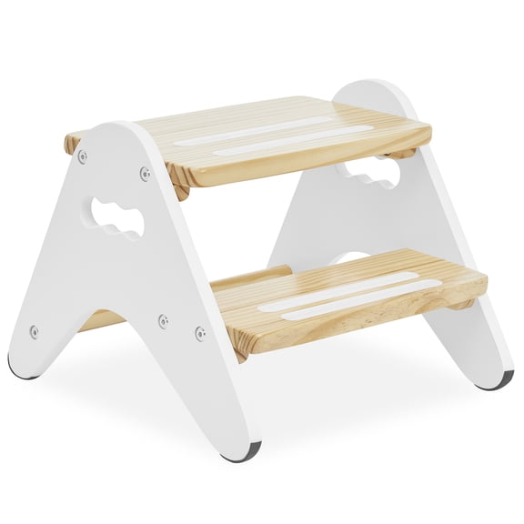 Dream On Me Skyward Multipurpose Kids Step Stool with Anti-slip Base In White and Natural