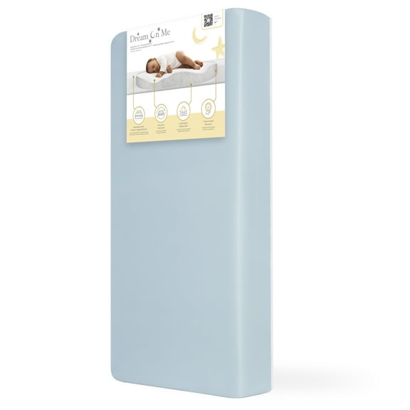 Dream On Me Snuggles Breathable Extra Firm Baby Portable/Mini Crib Fiber Mattress, Blue Mist