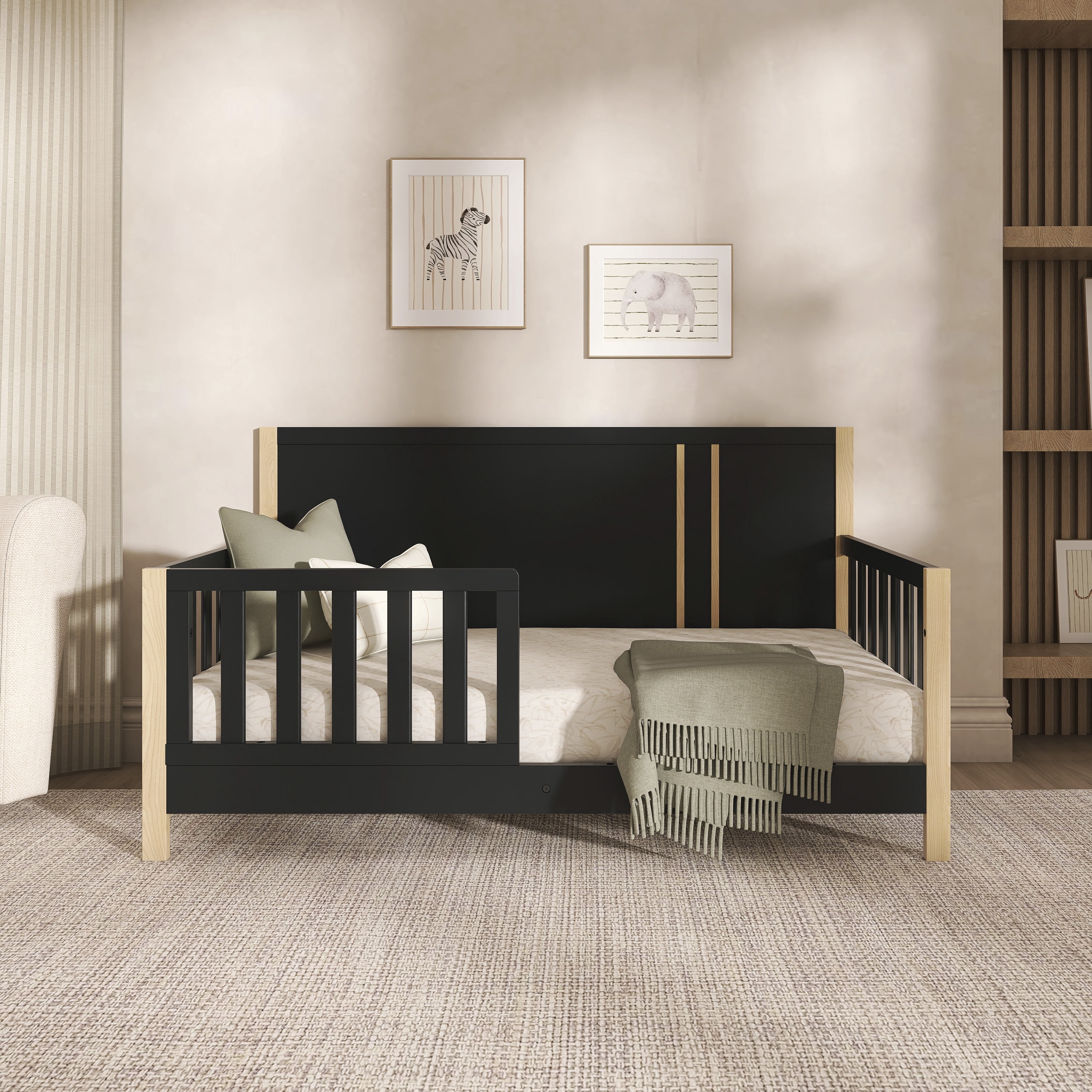 Dream On Me Soho Toddler Bed In Matte Black Vintage
