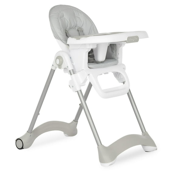 Dream On Me Solid Times High chair, Compact & Sleek High Chair, Multiple Recline and Height Positions, Lightweight Portable Highchair, In Gray